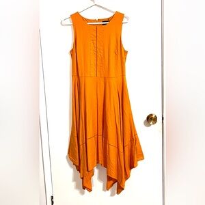 Donna Karan Vibrant Orange Sleeveless Midi Dress